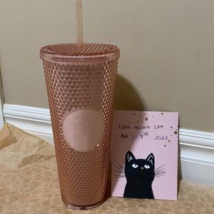 Pale Gold Rose Starbucks Studded - Venti Size